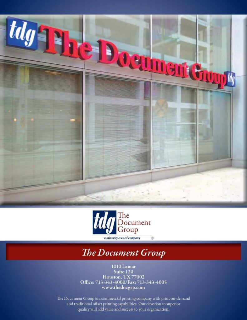 back of sales brochure for The Document Group