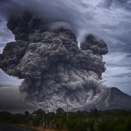 volcano smoking and about to erupt