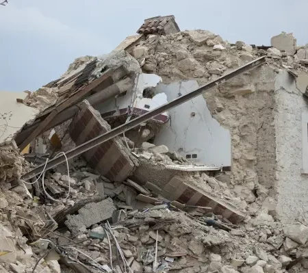 rubble from earthquake disaster