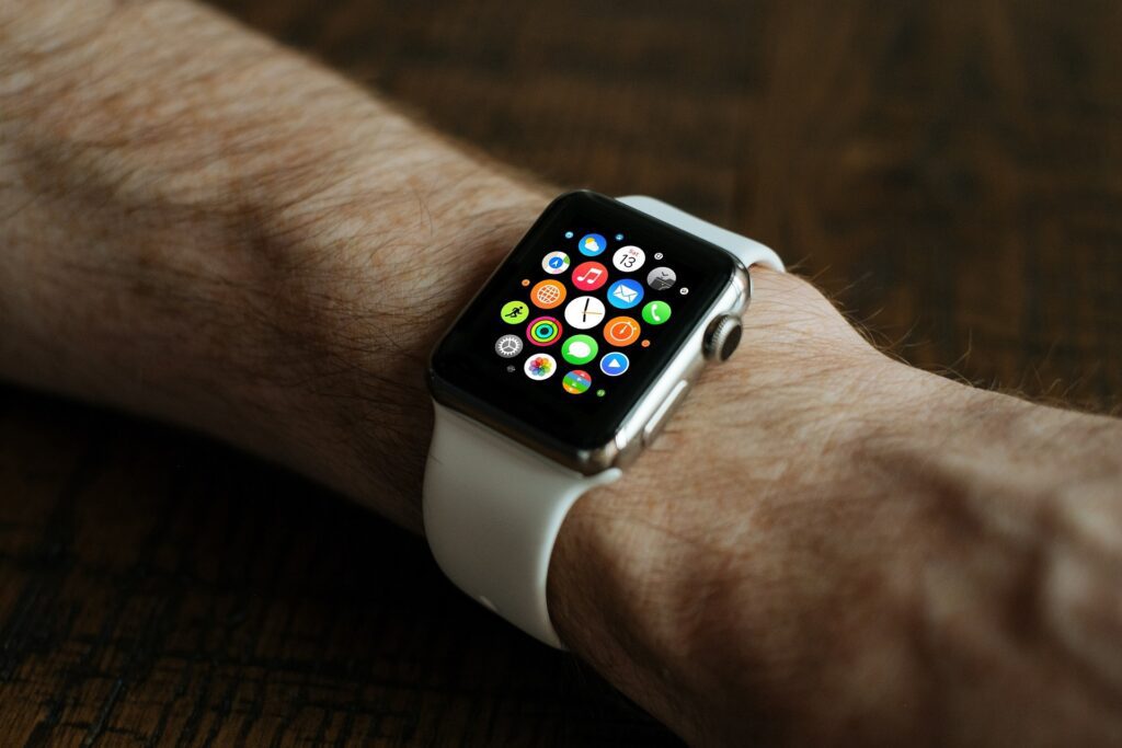wearable device on man's wrist